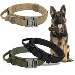 Collier de chien tactique militaire en nylon réglable durable berger allemand pour moyen grand entraînement à la marche en plein air fournitures pour animaux de compagnie 240226