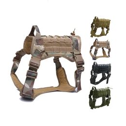 Harnais tactiques pour chiens, gilet d'entraînement pour animaux de compagnie, ensemble harnais et laisse pour petits, moyens et grands chiens, articles de chasse et de marche 240110