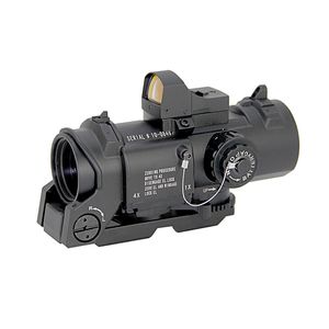 Loupe tactique 4x DR, double rôle, fusil de chasse, optique Mil-Dot éclairée rouge 1x-4x avec visée réflexe à micro points rouges, adaptée au rail Weaver Picatinny de 20 mm