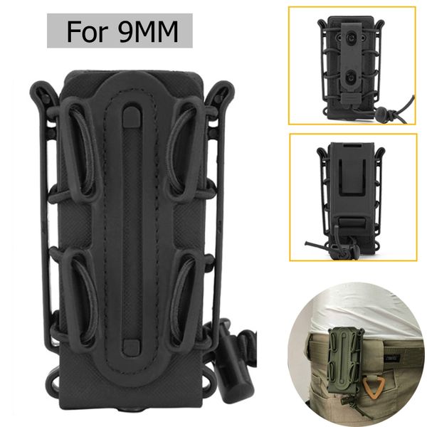 Pouche de magazine flexible Tactical Fast Mag Flexible pour 9 mm Luger / .45 ACP Mag pour molle et clips de ceinture Black Tan Green