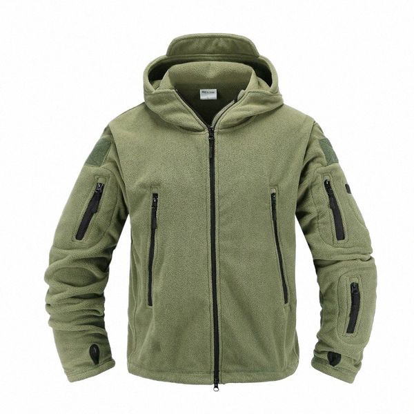 Veste polaire tactique Uniforme militaire Soft Shell Veste à capuche décontractée Hommes Vêtements de l'armée thermique B7WY #