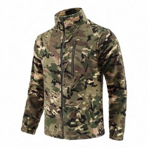 Veste polaire tactique pour hommes, veste militaire de randonnée, col montant, manteau chaud de camouflage, coupe-vent, Cardigan de Combat en plein air, Top b9f1 #