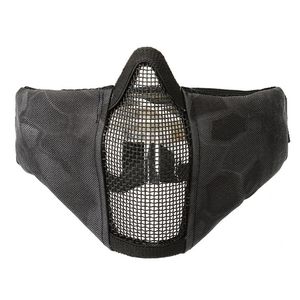 Demi-masque facial pliable tactique Masque de protection en maille pour Airsoft Paintball avec housse en nylon 1000D Ceinture réglable et élastique Str233N