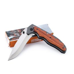 Cuchillo plegable táctico para campamento al aire libre, cuchillos de caza con mango de madera, cuchillas de supervivencia de bolsillo, cortador EDC de utilidad