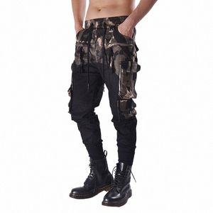 Pantalon cargo fonctionnel tactique Joggers Hommes Camoue Pantalon Patchwork 2022 Automne Hip Hop Streetwear Harem Pantalon Noir 97ZB #