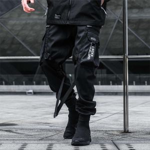 Tactische functionele vrachtbroek herenkleding joggers zwarte elastische taille broek Hiphop streetwear multi-pocket haruku