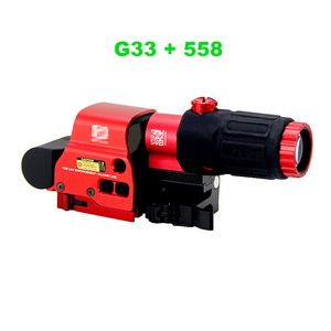 Tactische G33 en 558 Combo 558 Red Green Dot Sight G33 3x vergrootglas scope met schakelaar naar zij STS Snel afneembare montage jachtgeweer Optica