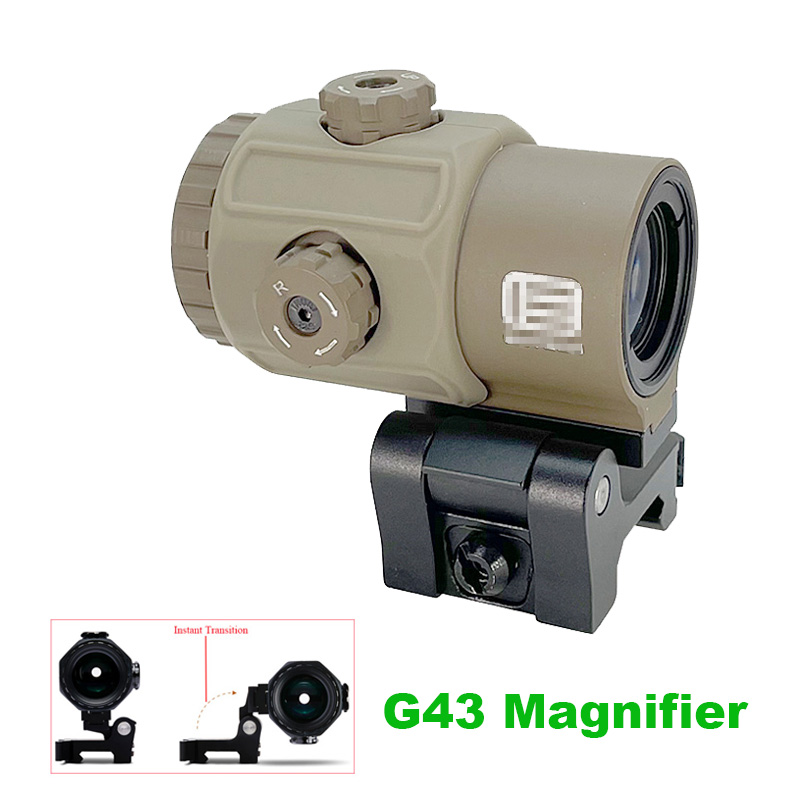 Taktisk G43 Magnifier Optics Rifle 3x Förstoring SCOPE Teleskop med Switch to Side STS Snabbt löstagbar QD -montering Fit 20mm Weaver Rail