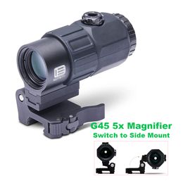 Tactische G45 Vergrootglas Scope Compact G45.STS 5x Vergrotingsoptiek Jachtgeweerkijker met schakelaar naar zijkant Snel afneembare houder Fit 20 mm rail