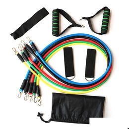 Tactische Handschoenen 11-delige set Natuurrubber Latex Fitness Weerstandsbanden Oefenbuizen Praktisch Elastisch Trainingstouw Yoga Pl Pilates Dhgek