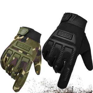 Tactical Gloves 2PCS Full Finger Tactical Gloves Kids Anti-slip Hard Protect Gear Riding Gloves Camouflage Army Combat Glove For Child zln231111