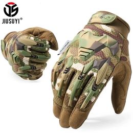 Gants tactiques Airsoft militaires combattant le travail de travail de la chasse à la chasse au doigt complet Paintball conduisant du caoutchouc de protection du caoutchouc 240424