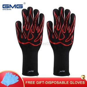 Gants tactiques gants de barbecue résistant à la chaleur GMG nouveau matériau 1472 Silicone antidérapant cuisson cuisson Barbecue gants de four bbq Gloves zln231111