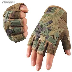 Gants tactiques sans doigts moto Combat Paintball tir chasse conduite antidérapant demi doigt hommes femmes YQ240328