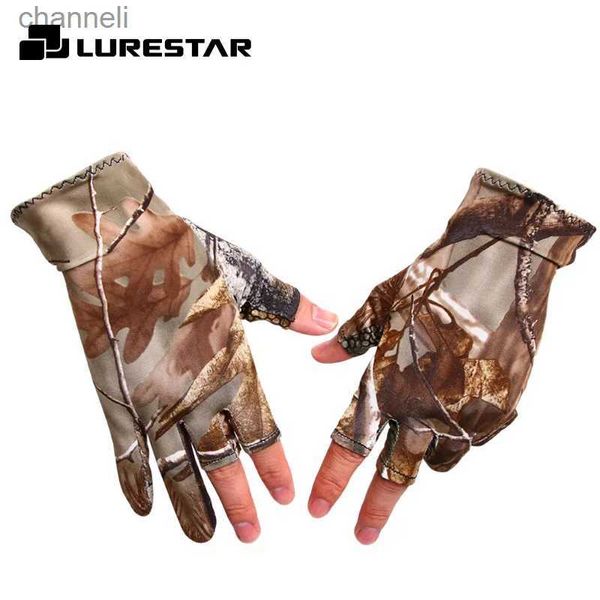 Gants tactiques pêche à trois doigts glace-soie Gel de silice anti-dérapant Protection solaire Uv pour hommes femmes Camouflage élastique SBR tissu YQ240328