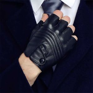 Tactical Gloves Long Keeper Men Leather Driving Gloves Half Finger Tactical Gloves PU Leather Fingerless Gloves For Male Black Guantes Luva G223 zln231111