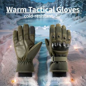 Gants tactiques hommes peluche tous les doigts épaissi alpinisme entraînement Protection contre le vent 3 couleurs chaud hiver YQ240328