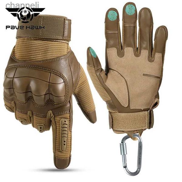 Guantes tácticos Nuevos hombres Pantalla táctil Cuero de PU Guante de dedo completo Senderismo al aire libre Caza Escalada Ciclismo Sin dedos YQ240328