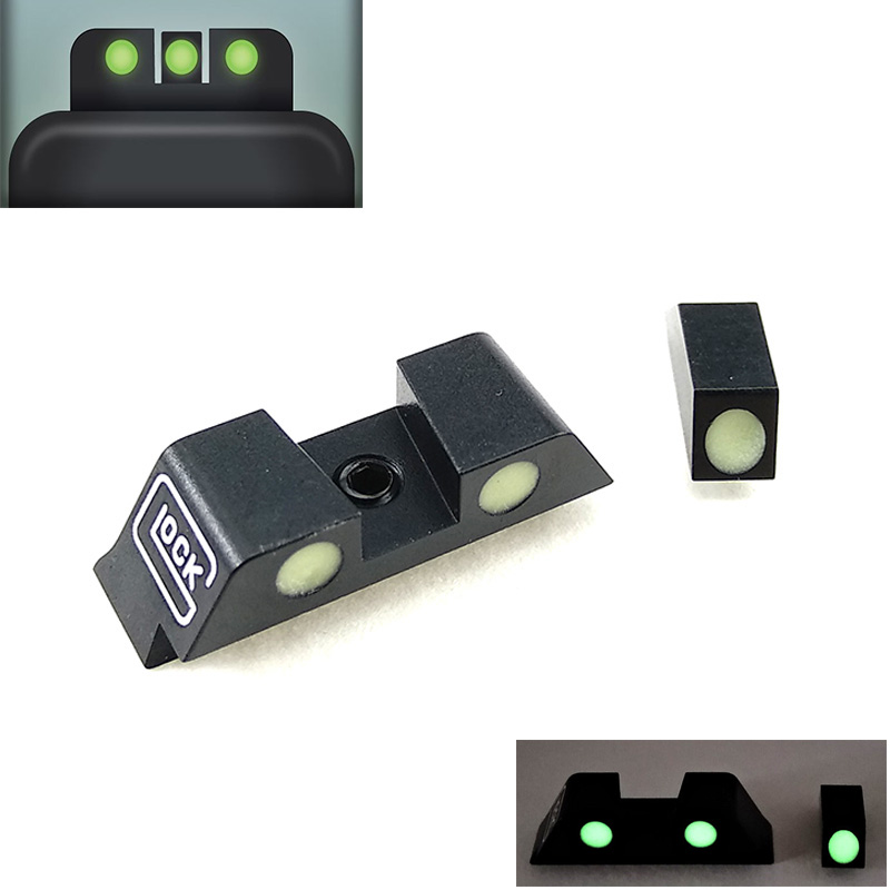 Tactische Jacht Pistool Pistool Glow in The Dark Night Bezienswaardigheden Voor en Achter Sight Set Voor G 17/ 19/22/23/24/26/27/33/34/35