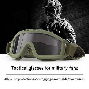 Tactische bril 3 Lens Winddichte stofdichte schietpartij Motocross Motocross Motorfiets Mountaineer -bril CS Veilige bescherming