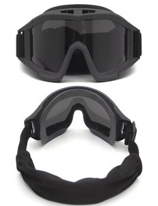 Lunettes tactiques lunettes de soleil de tir 3 lentilles accessoires tactiques Airsoft Paintball moto coupe-vent Wargame Glasses6685422