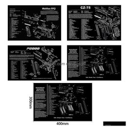 Tactische pistoolreinigingsrubbermat met onderdelendiagram en instructies Armorers Bench Mouse Pad Drop Delivery