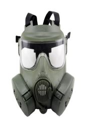 Mascaras tácticas de la cabeza Ventilador de niebla de la cara completa para la máscara de gas del ficticia de paintball CS con ventilador para la protección de cosplay9111921
