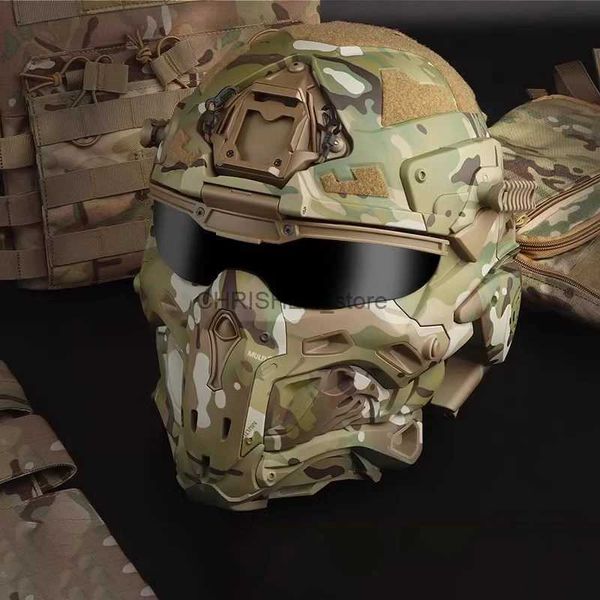 Casques tactiques ABS extérieur Casco protecteur intégré casque lentille plusieurs couleurs sécurité CS jeu couverture complète champ masque tactique casque L2402