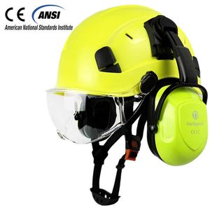 Casques tactiques DARLINGWELL CE Casque de sécurité de construction avec lunettes pour visière d'ingénieur avec cache-oreilles Casquette de travail ABS Hard Hat ANSI IndustrialHKD230628