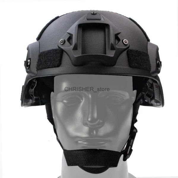 Cascos tácticos Casco MICH 2000 Casco táctico ACH ajustable de plástico ABS de 3 mm con protección para los oídos Montaje NVG frontal y riel lateral L2402