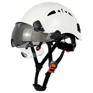 Cascos tácticos Casco de seguridad de nueva construcción con visera Gafas incorporadas para ingeniero ABS Casco duro ANSI Gorra de trabajo industrial Hombres Protección de la cabezaHKD230628