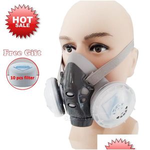 Tactische kapcyclingdoppen 2023 Hoge kwaliteit stofmasker met dubbele filter half gezicht voor timmermanbouwer Polishing Dust-Pro DHOPD