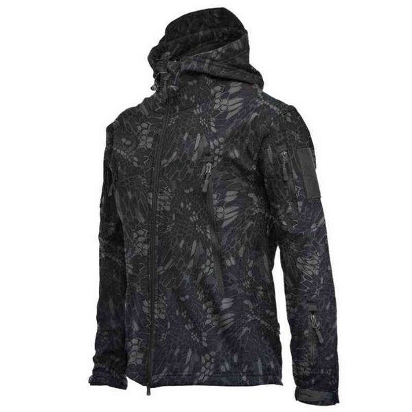 Chaqueta táctica Hombres Combate militar Soft Shell Chaquetas del ejército Techwear A prueba de viento Impermeable Transpirable Fleece Térmico Abrigos con capucha T220816