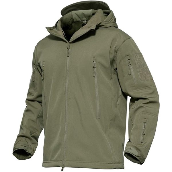 Veste Tactique Hommes À Capuche Militaire Polaire Thermique Résistant À L'eau Soft Shell Neige Ski Manteau D'hiver Randonnée À L'extérieur Survêtement 210927