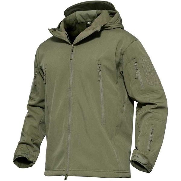 Veste tactique pour hommes à capuche militaire polaire thermique résistant à l'eau Soft Shell neige ski manteau d'hiver randonnée en plein air vêtements d'extérieur 210909