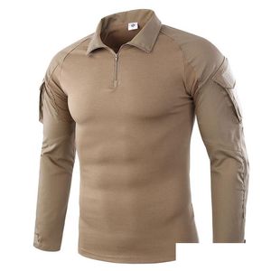 Conjuntos de chaqueta táctica Combate Hombres Camisa Camuflaje Manga larga Cremallera Casual Caza Pesca Ciclismo Tops Ropa Outwear Deportes Paintba Otwfz