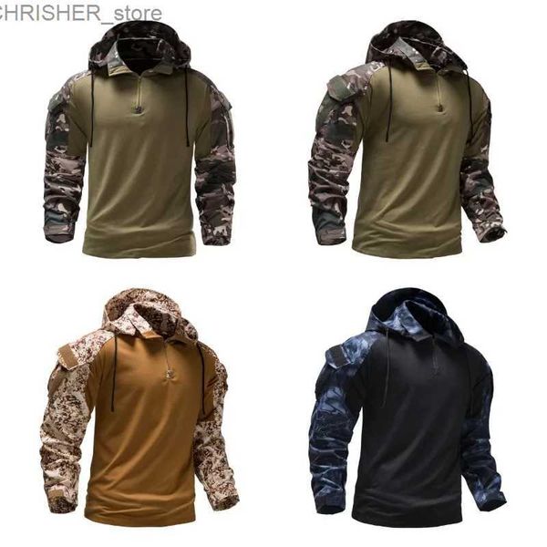 Vestes tactiques d'automne, nouveau sweat à capuche camouflage élastique européen pour l'extérieur avec poches détachables, combinaison de Combat à manches longues l231218