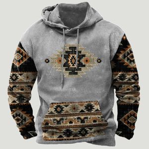 Tactische Jassen Herfst Trui Hoodie Mannen Outdoor Wandelen Sweatshirt Training Tactische Tops Mannen Westerse Etnische Print Lange Mouw Losse TrainingspakL2031218