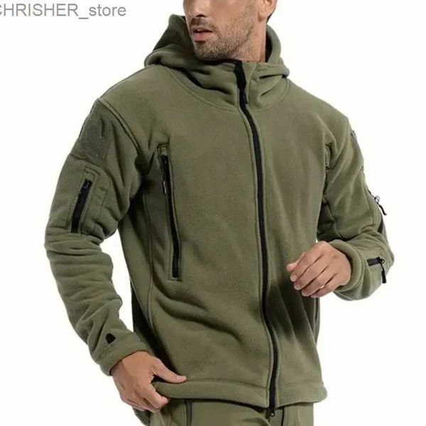 Chaquetas tácticas Abrigos con capucha para senderismo al aire libre para hombre, chaqueta con capucha de lana deportiva táctica militar cálida, chaqueta táctica con múltiples bolsillos, chaqueta de combateL231218