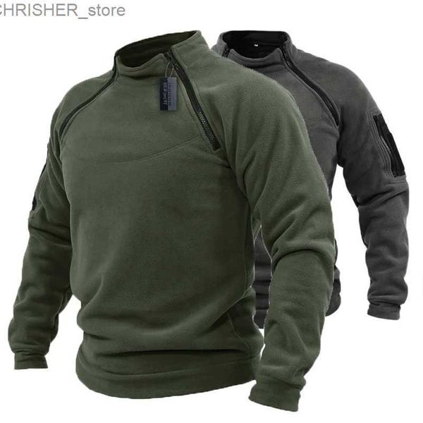 Chaquetas tácticas Chaqueta táctica al aire libre para hombre, ropa de caza, cremalleras laterales cálidas, jersey de lana, abrigo de otoño a prueba de viento, ropa interior militarL231218