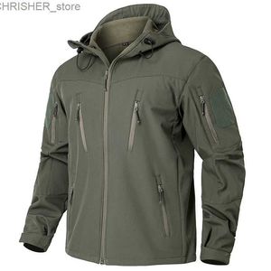 Vestes tactiques Veste tactique militaire imperméable Softshell pour hommes hiver coupe-vent polaire à capuche veste armée en plein air Hiiking coupe-vent manteau L231218