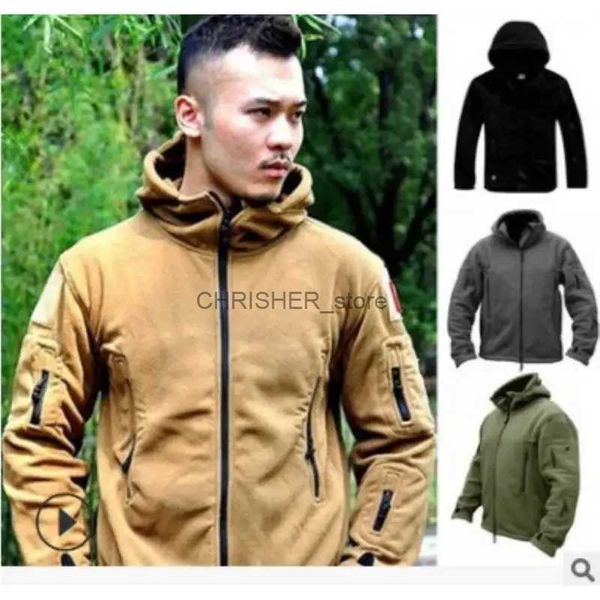 Chaquetas tácticas Chalecos tácticos para hombre Otoño Invierno Abrigo con capucha militar de combate polar cálido para exteriores Deportes masculinos Camping Senderismo Chaquetas con capucha polarL23118