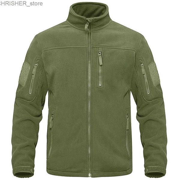 Vestes tactiques Militaire pleine fermeture éclair tactique vert laine veste chaud travail costume hommes poche chasse veste randonnée en plein air coupe-vent L231218