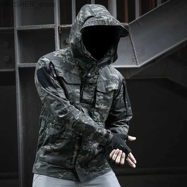 Chaquetas tácticas Nueva M65 Ropa del ejército Casual Cazadora táctica Trench Hombres Impermeable Piloto de vuelo Abrigo con capucha Hombre Chaqueta de campo militar L231218