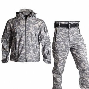 Vestes tactiques Uniforme US Army Veste Pantalon Militaire Peau De Requin Softshell Polaire Vêtements Coupe-Vent Pilot Field Hood Manteau c5iQ #