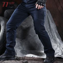 Jeans tactiques hommes SWAT Combat multi-poches Denim Pantalon Homme résistant à l'usure armée Cowboy Joggers Pantalon Homme S-2XL 240102