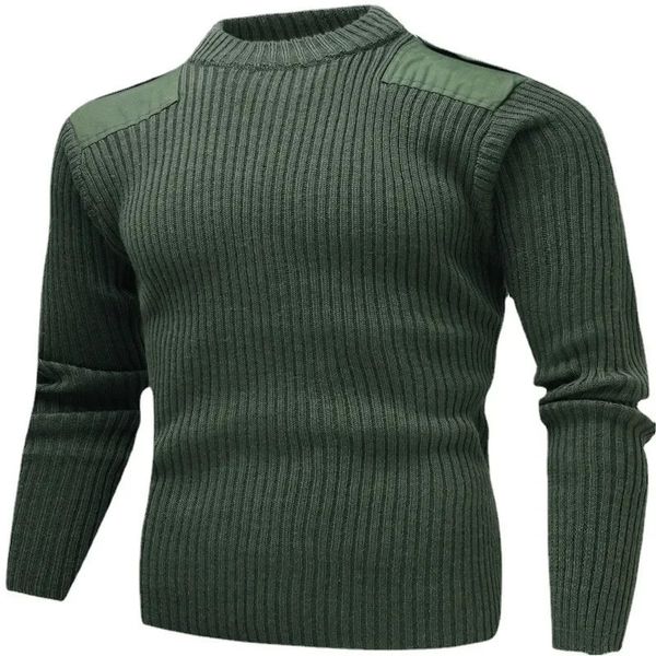 Tricots tactiques Tricots militaires pour hommes Pull tricoté de l'armée britannique Winter Wool Patch vintage col vert tricots Tricots froids 240117