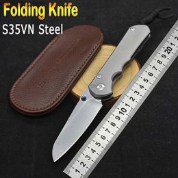 Tactische messen Chris Reeve Cr S35VN Blade Bal Lager Stone Wash Titanium Alloy Survival Tool Outdoor Camping Knife Hoge Hardheid Sharp EDCL2403