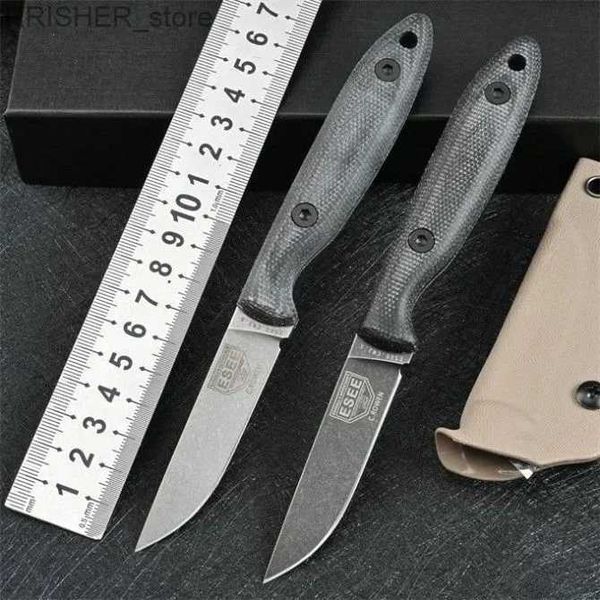 Couteaux tactiques ESEE Stonewashed DC53 lame fixe en acier couteau de chasse de survie en plein air EDC équipement militaire tactique cadeau Kydex SheathL2403