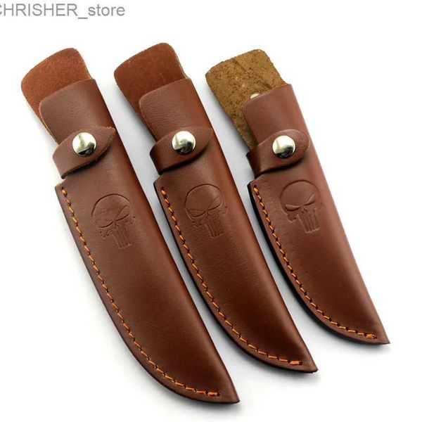 Cuchillos tácticos Cuero de vaca genuino Hoja fija Pequeño cuchillo recto Funda de cuero Estuche protector Herramienta para exteriores Cinturón Loop Hunt Multi HolsterL2403